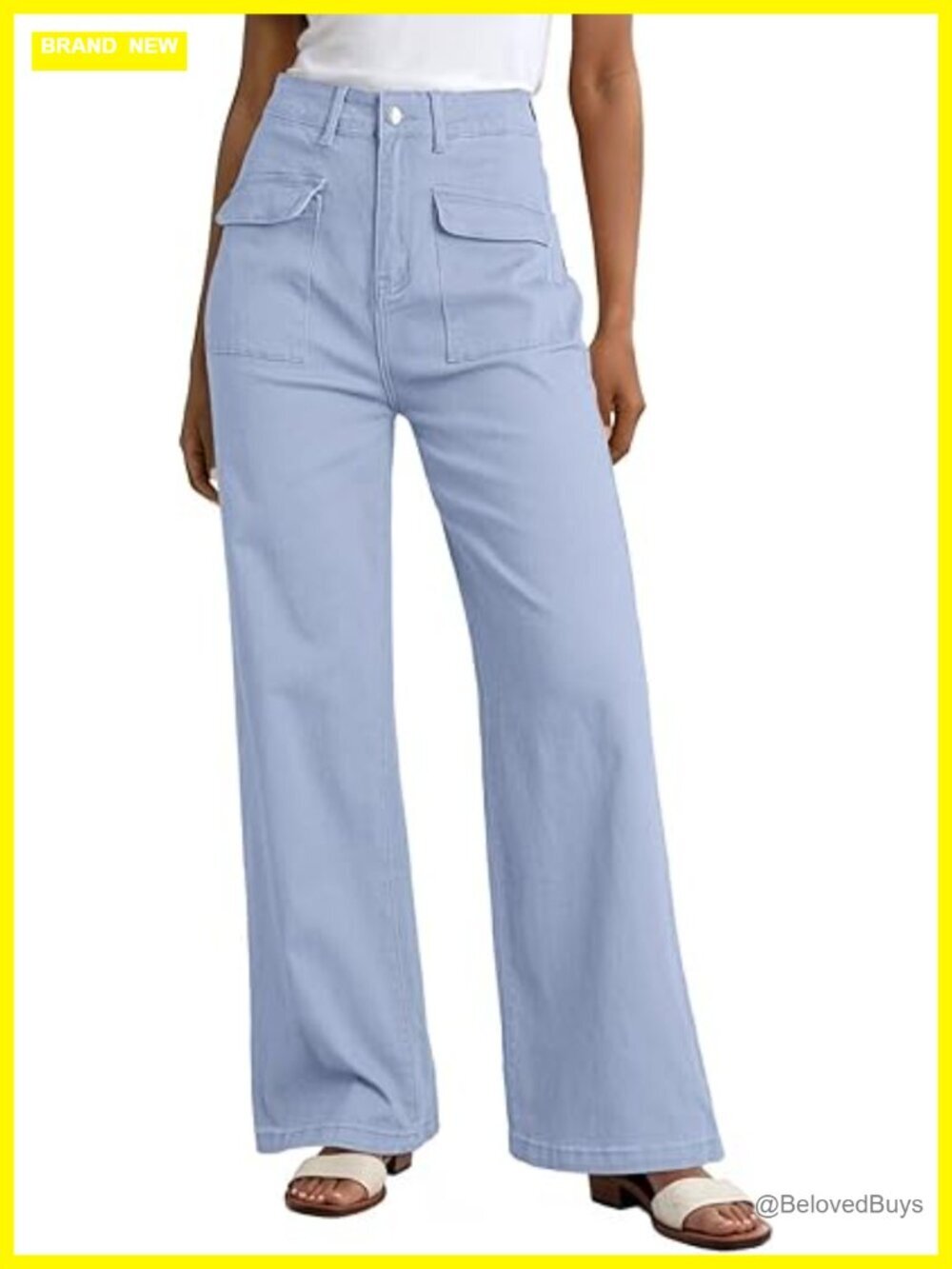 Wide Leg Cargo Pants High Waist Casual Stretch Cotton